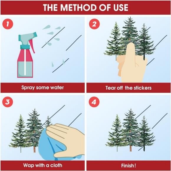 130 PCS Christmas Window Cling Sticker, Trees Snow for Home Party Supplies - Picture 5 of 7